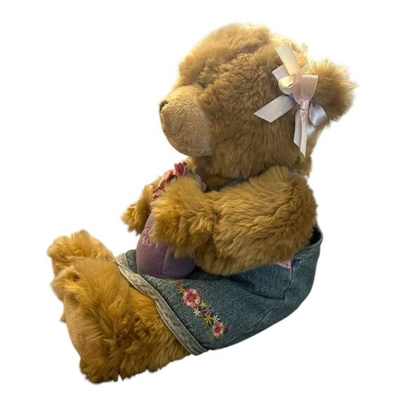 Build-A-Bear Brown Teddy with Purple flower  Outfit - Picture 3 of 10